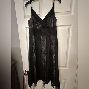 LOFT Black Lace Midi Dress